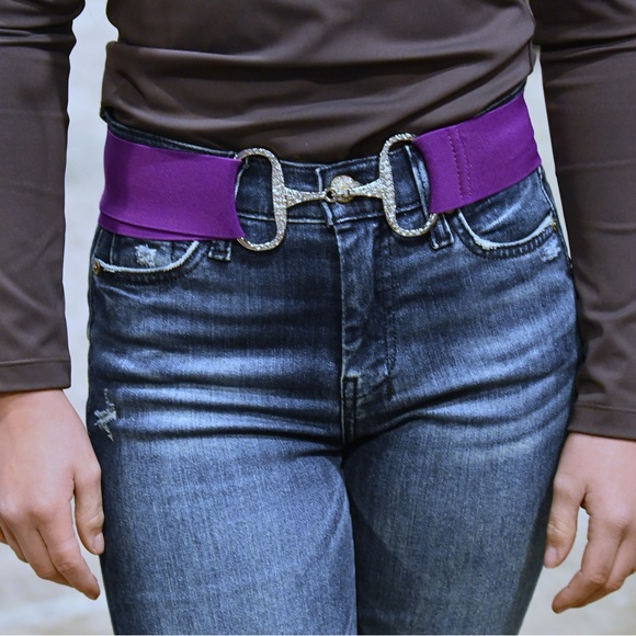 2” Purple Sparkle Equestrian horse Snaffle Bit Belt Elastic One Size Fit…